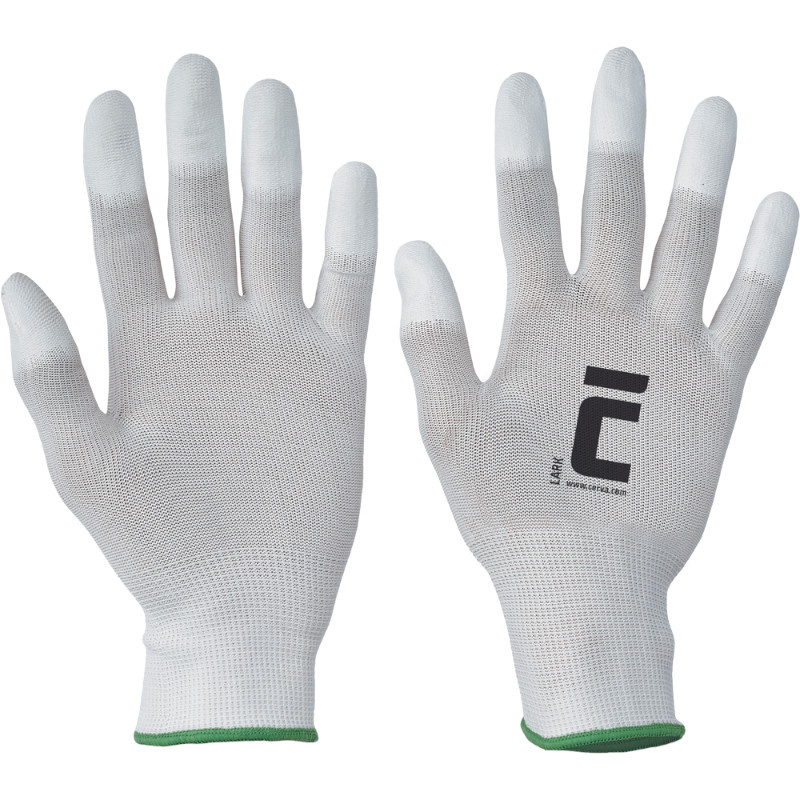 LARK rukavice textilní bílé šp.prstů polyuretan