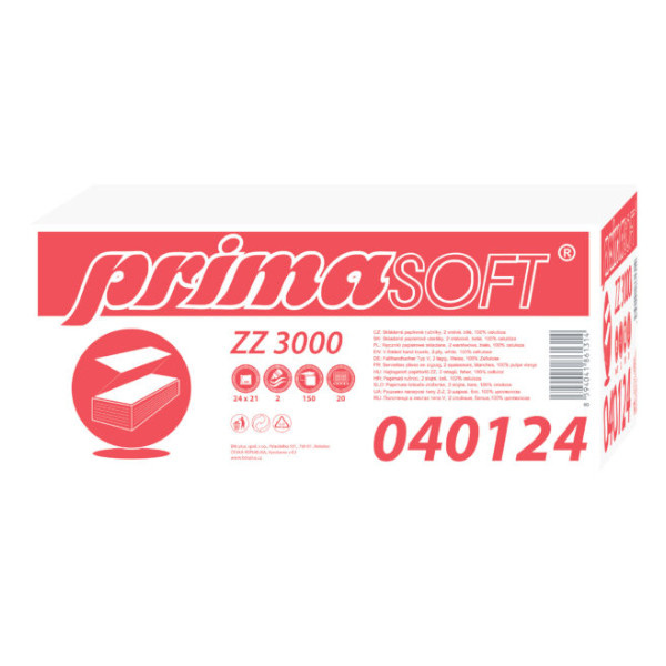 Z-Z PrimaSoft 2-vrstvý papír.ručník skládaný BÍLÝ (3000ks)