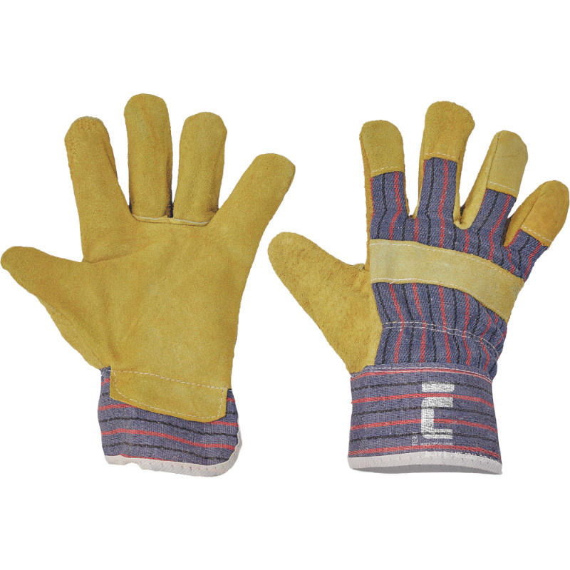 TERN rukavice kombinované z hovězí štípenky žluté