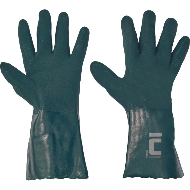 PETREL rukavice máčené PVC protiskluz.35cm - 10