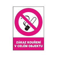 Zákaz kouření v celém objektu 210x297 mm - plast