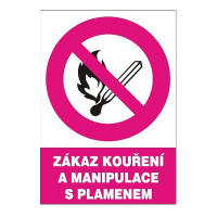 Zákaz kouření a manipulace s plamenem 210x297 mm - plast