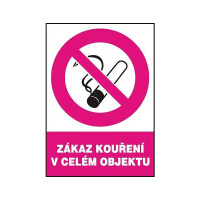 Zákaz kouření v celém objektu 210x297mm - samolepka