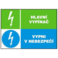 Hlavní vypínač vypni v nebezpečí 210x148mm - samolepka